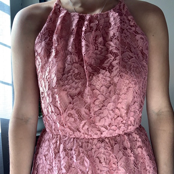 Dusty Rose Lace Dress - Picture 8 of 9
